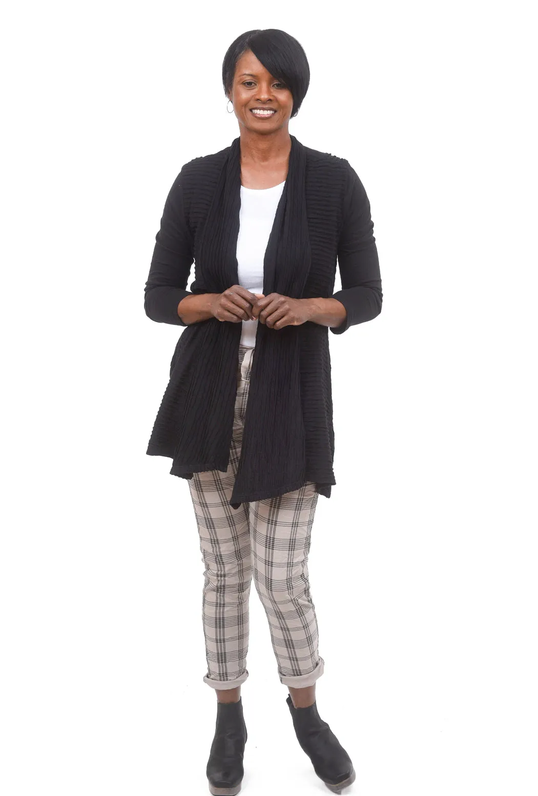 Mineral Wash Wave Cardigan, Black
