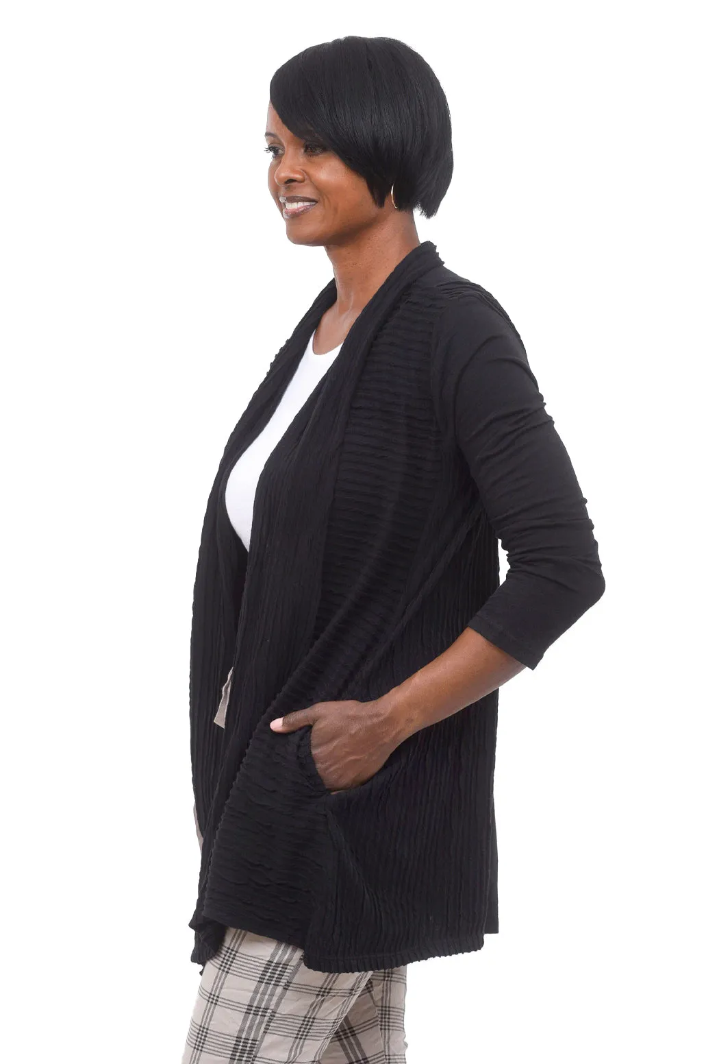 Mineral Wash Wave Cardigan, Black