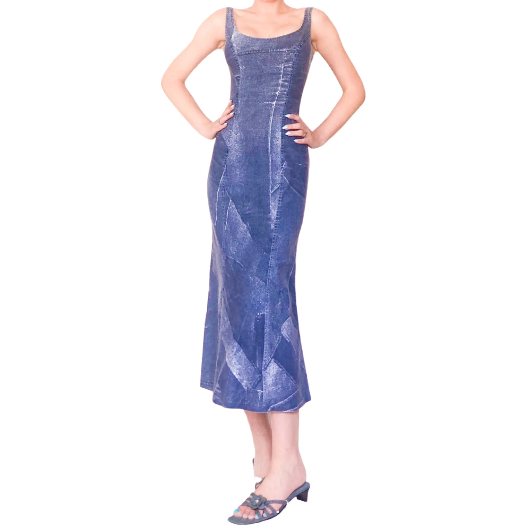 Monegasque Luxury Designer 90's stretchy denim dress