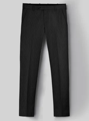 Napolean Slim Stripe Charcoal Wool Pants