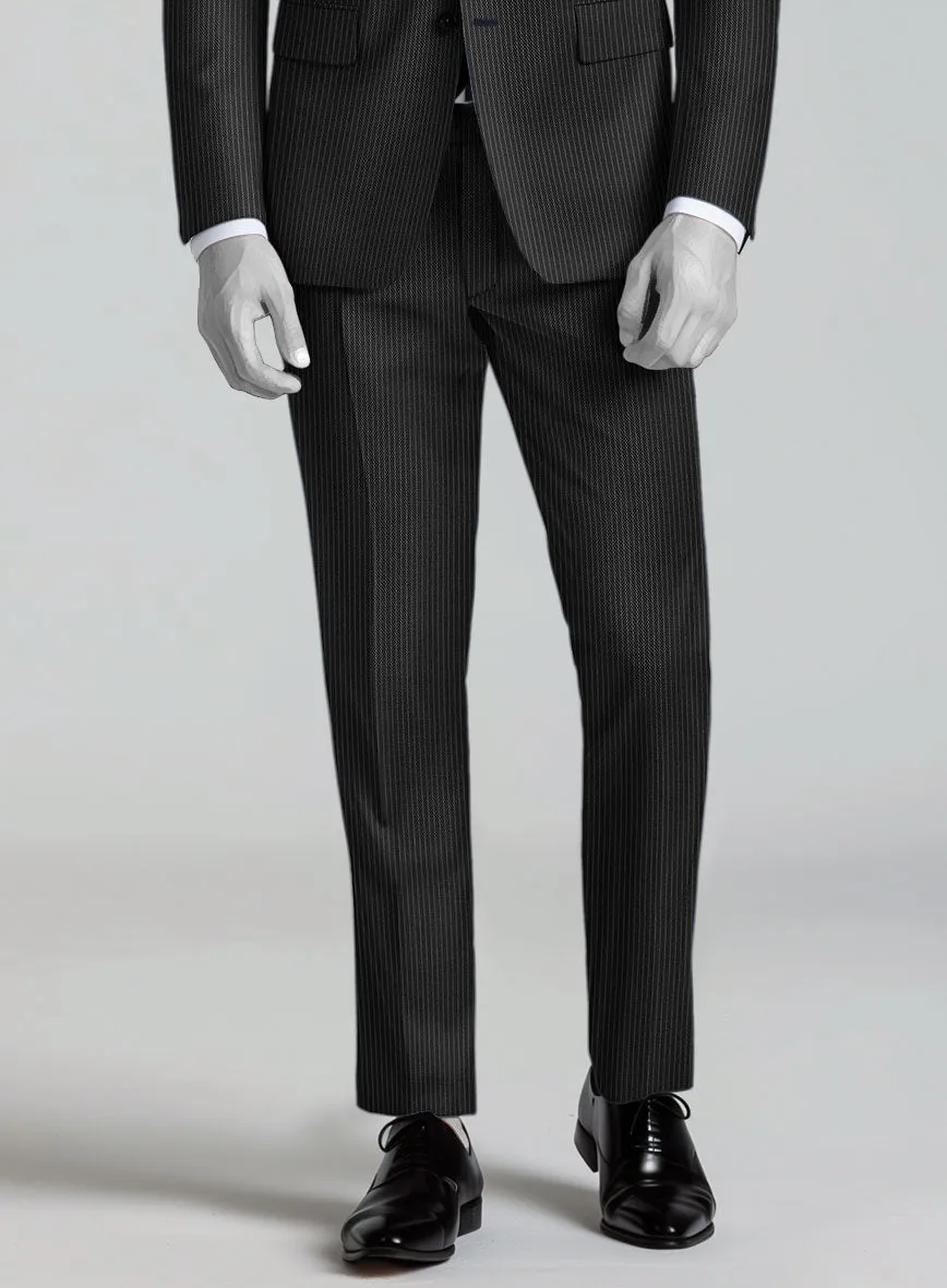 Napolean Slim Stripe Charcoal Wool Pants