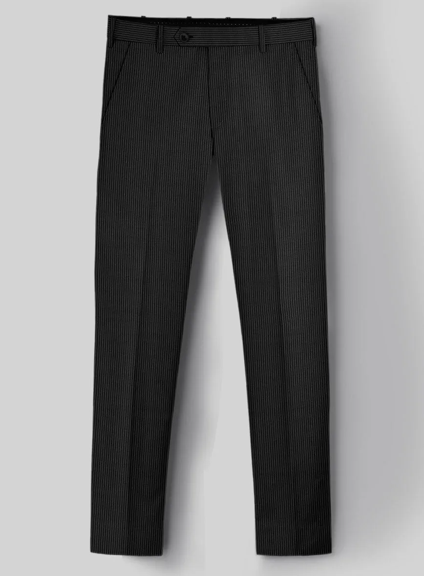 Napolean Slim Stripe Charcoal Wool Pants