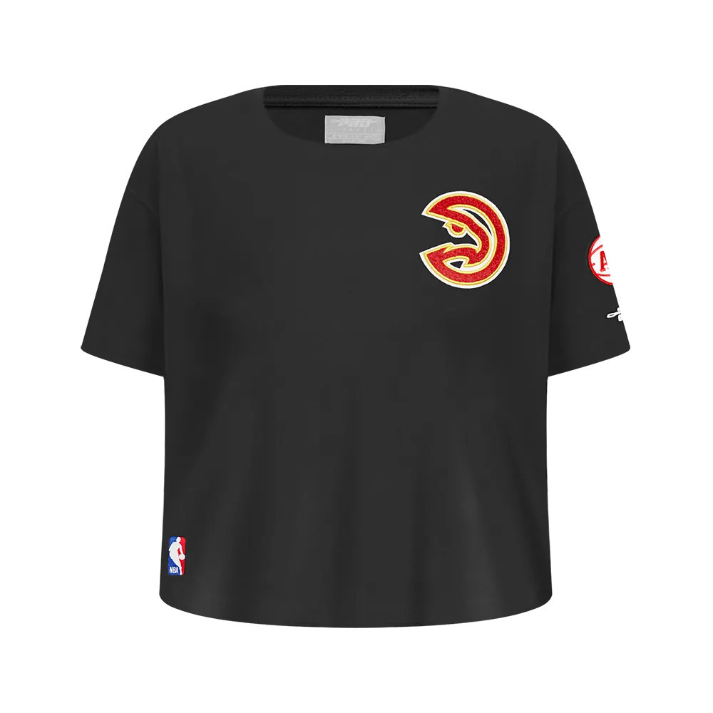 NBA ATLANTA HAWKS CLASSIC BIG GIRLS SHORT SLEEVE BOXY TEE (BLACK)