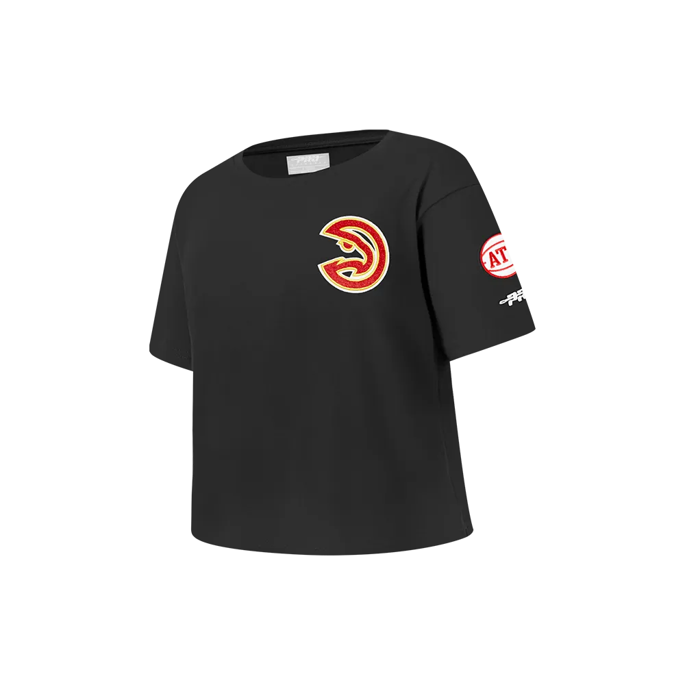 NBA ATLANTA HAWKS CLASSIC LITTLE GIRLS SHORT SLEEVE BOXY TEE (BLACK)