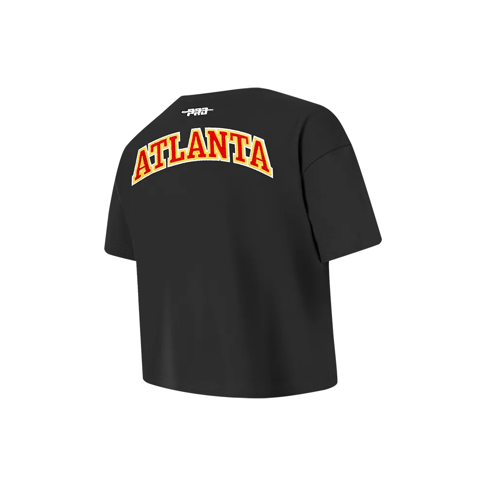 NBA ATLANTA HAWKS CLASSIC LITTLE GIRLS SHORT SLEEVE BOXY TEE (BLACK)