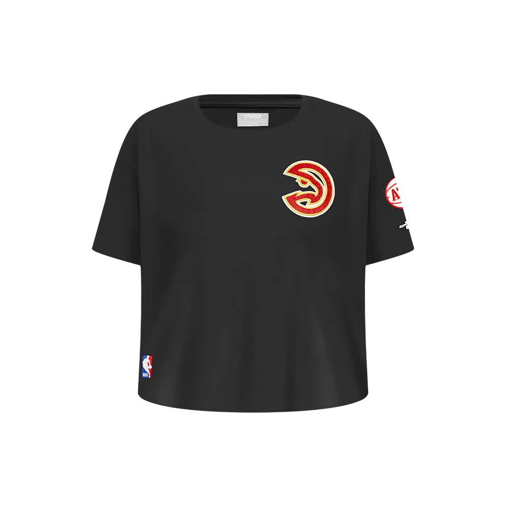 NBA ATLANTA HAWKS CLASSIC LITTLE GIRLS SHORT SLEEVE BOXY TEE (BLACK)