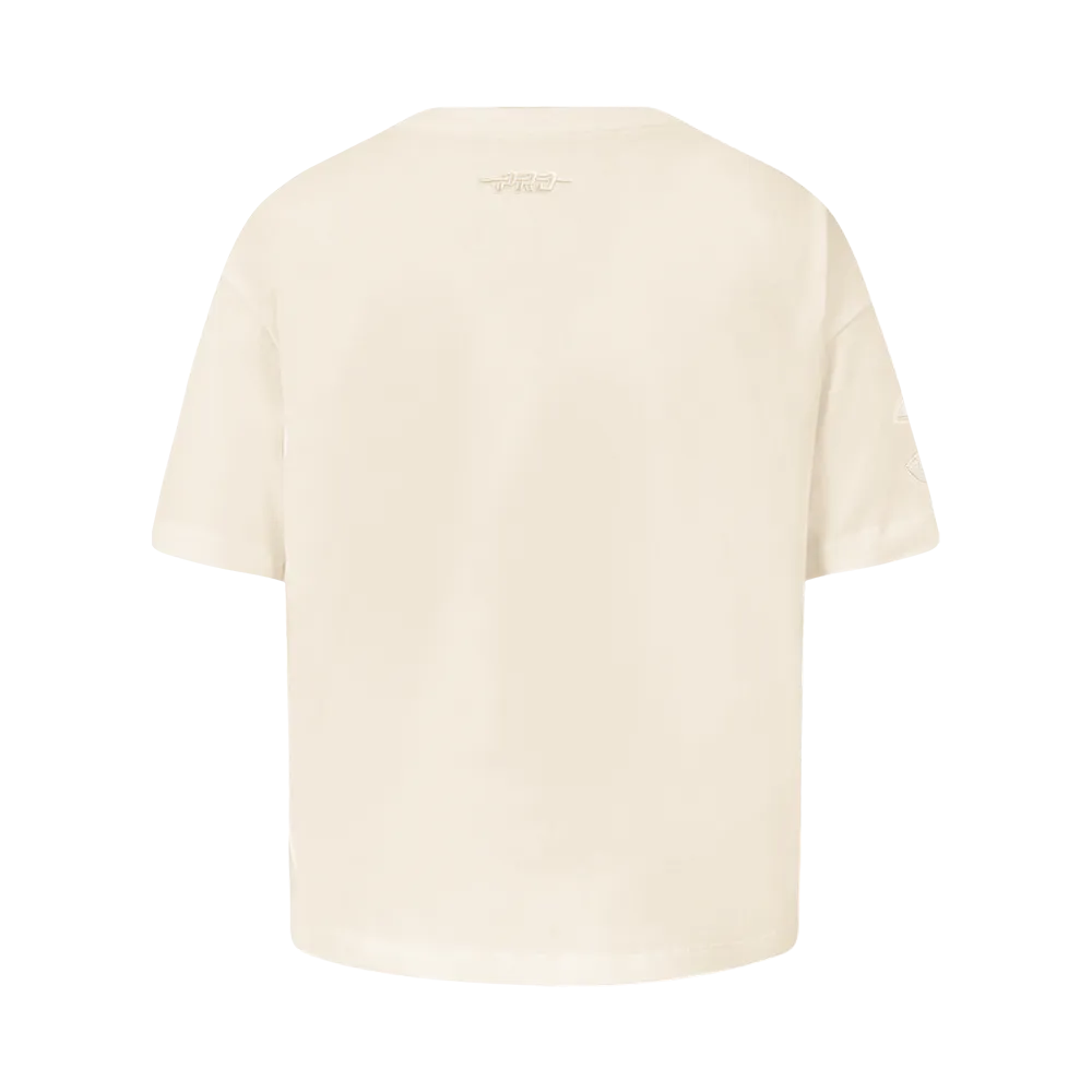 NBA ATLANTA HAWKS NEUTRAL BIG GIRLS SHORT SLEEVE BOXY TEE (EGGSHELL)