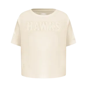 NBA ATLANTA HAWKS NEUTRAL BIG GIRLS SHORT SLEEVE BOXY TEE (EGGSHELL)
