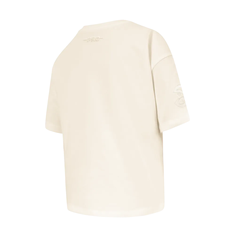 NBA ATLANTA HAWKS NEUTRAL BIG GIRLS SHORT SLEEVE BOXY TEE (EGGSHELL)
