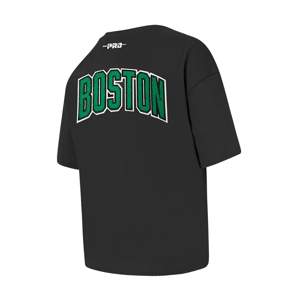 NBA BOSTON CELTICS CLASSIC LITTLE GIRLS SHORT SLEEVE BOXY TEE (BLACK)