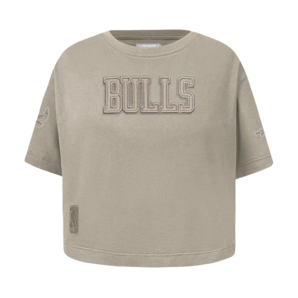 NBA CHICAGO BULLS NEUTRAL TODDLER GIRLS SHORT SLEEVE BOXY TEE (TAUPE)