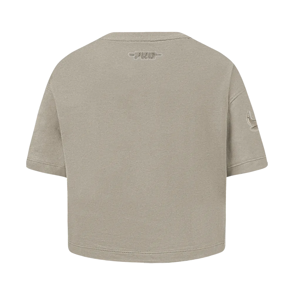 NBA CHICAGO BULLS NEUTRAL TODDLER GIRLS SHORT SLEEVE BOXY TEE (TAUPE)
