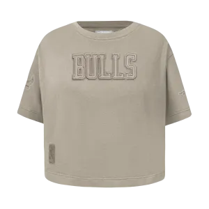 NBA CHICAGO BULLS NEUTRAL TODDLER GIRLS SHORT SLEEVE BOXY TEE (TAUPE)