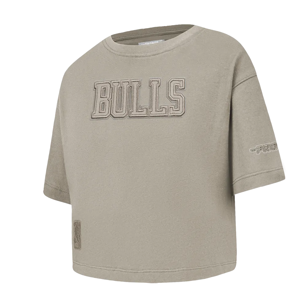 NBA CHICAGO BULLS NEUTRAL TODDLER GIRLS SHORT SLEEVE BOXY TEE (TAUPE)