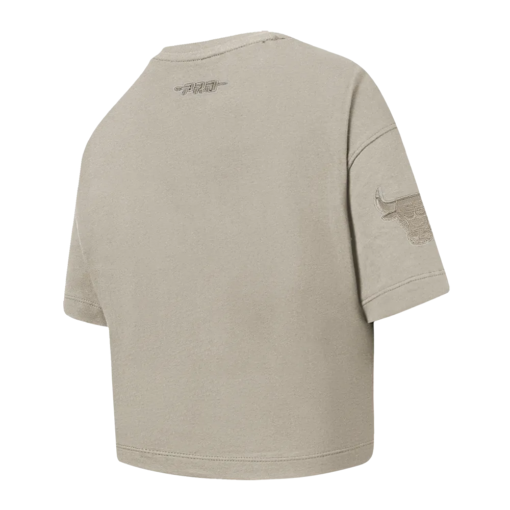 NBA CHICAGO BULLS NEUTRAL TODDLER GIRLS SHORT SLEEVE BOXY TEE (TAUPE)