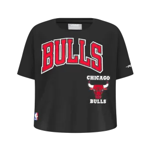 NBA CHICAGO BULLS RETRO CLASSIC BIG GIRLS SHORT SLEEVE BOXY TEE (BLACK)