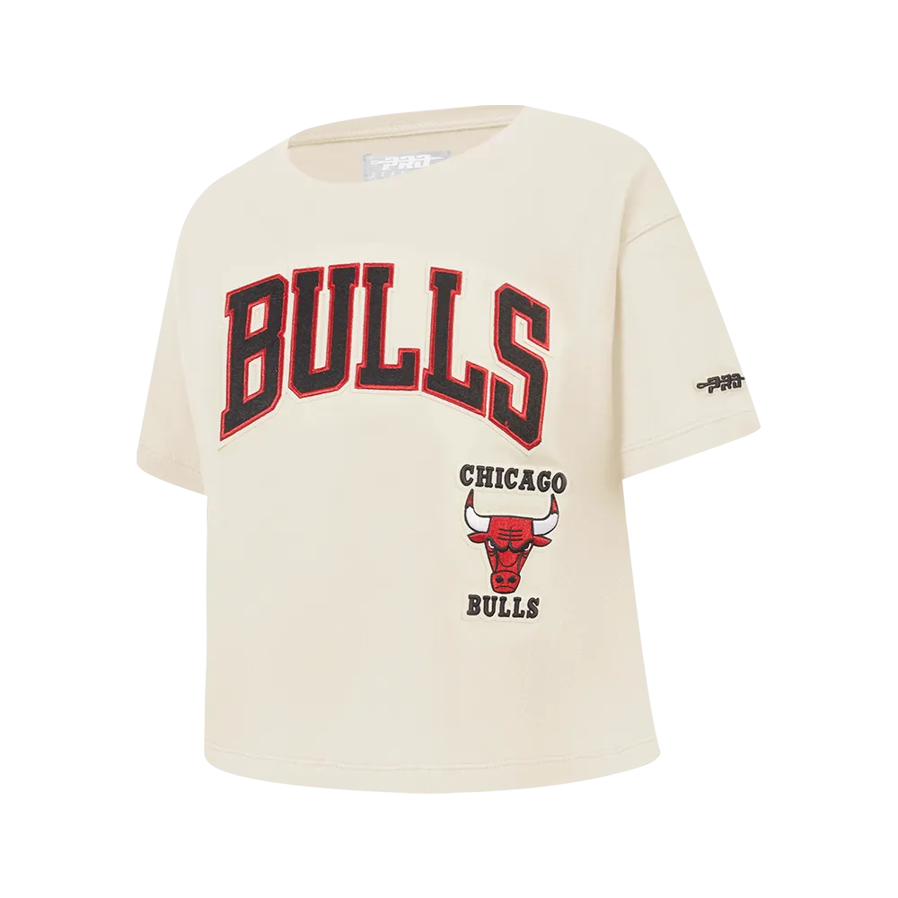 NBA CHICAGO BULLS RETRO CLASSIC BIG GIRLS SHORT SLEEVE BOXY TEE (EGGSHELL)