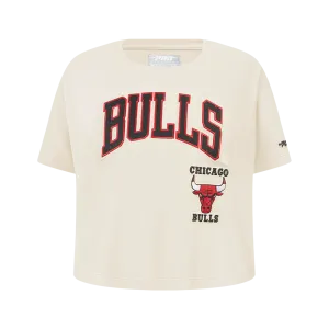 NBA CHICAGO BULLS RETRO CLASSIC BIG GIRLS SHORT SLEEVE BOXY TEE (EGGSHELL)