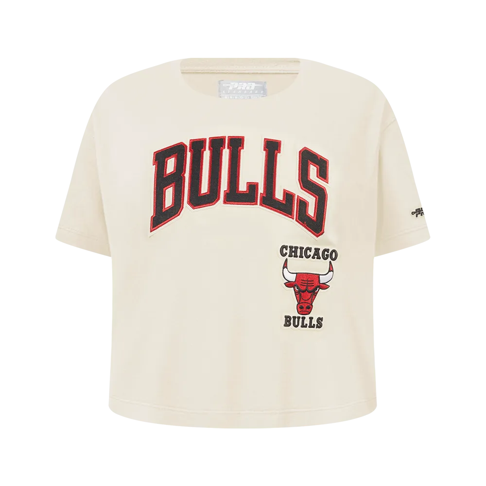 NBA CHICAGO BULLS RETRO CLASSIC BIG GIRLS SHORT SLEEVE BOXY TEE (EGGSHELL)