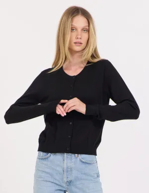 One Grey Day Terra Crewneck Cardigan - Black