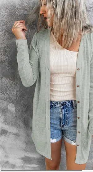 open front button cardi