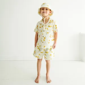 Organic Boys Shirt and Shorts Outfit Linen - Citron