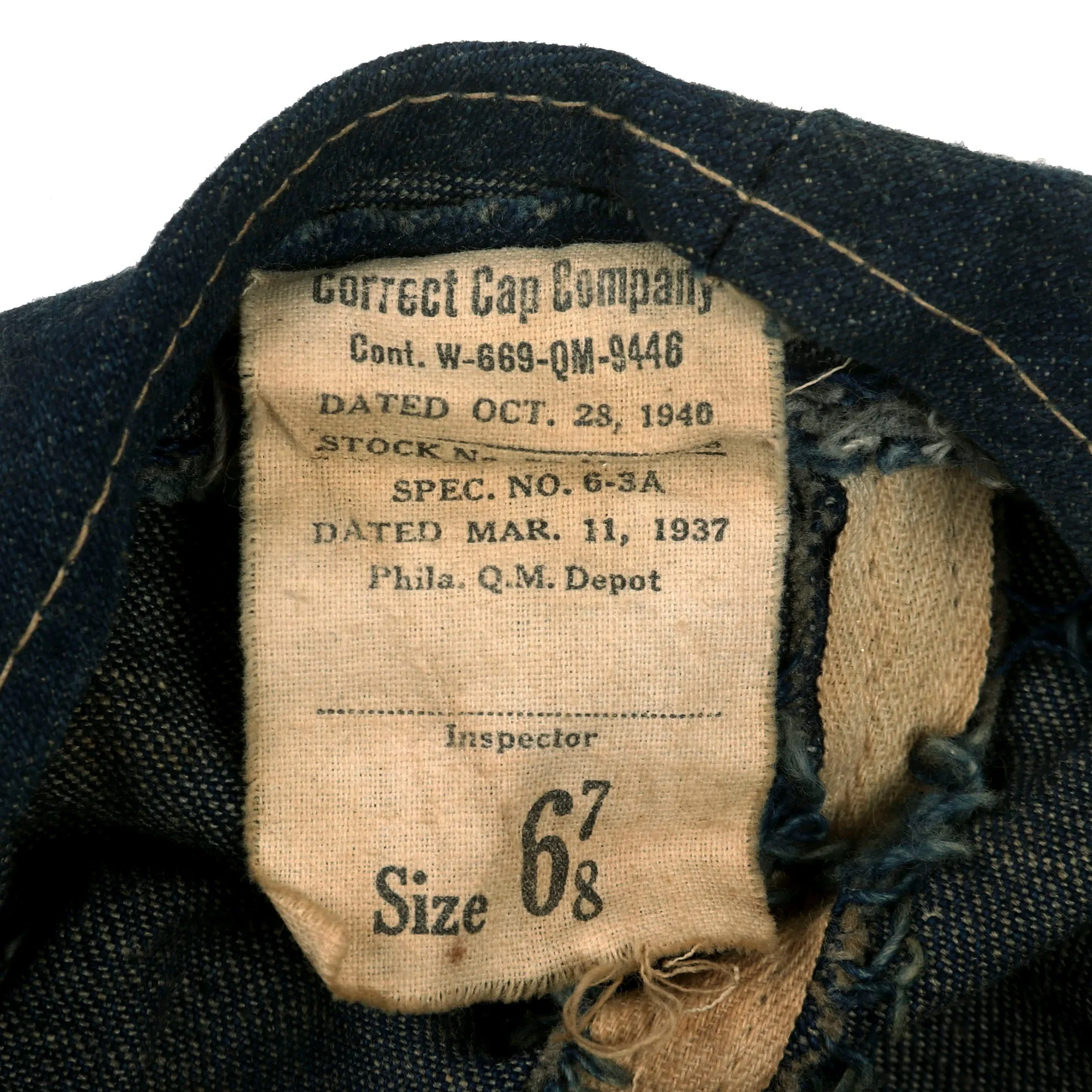 Original U.S. Pre War to Early WWII US Army Denim Fatique Uniform Set WIth Daisy Mae Cap - Shirt, Trousers and Cap