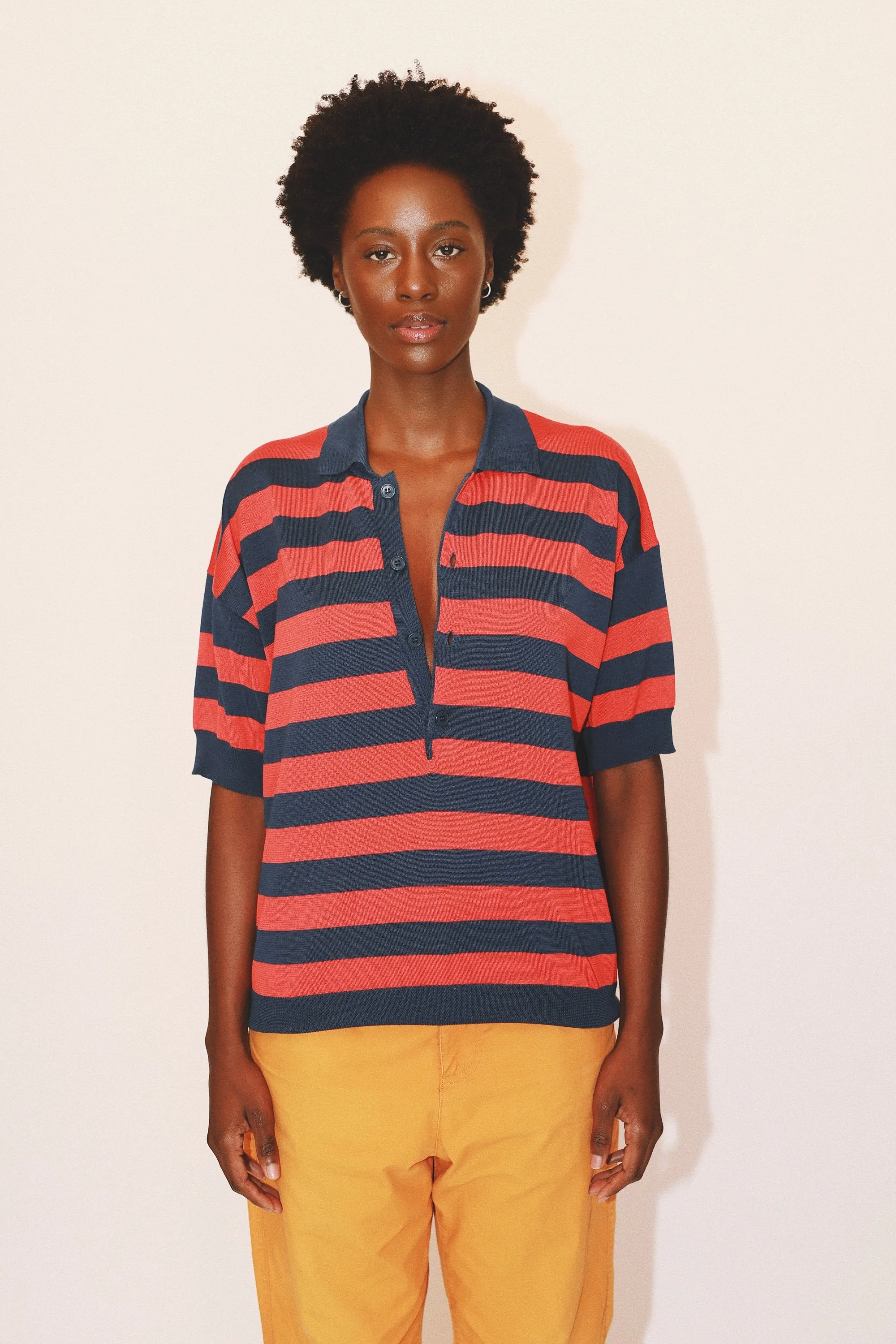 ORLANDO STRIPED POLO - DARK BLUE