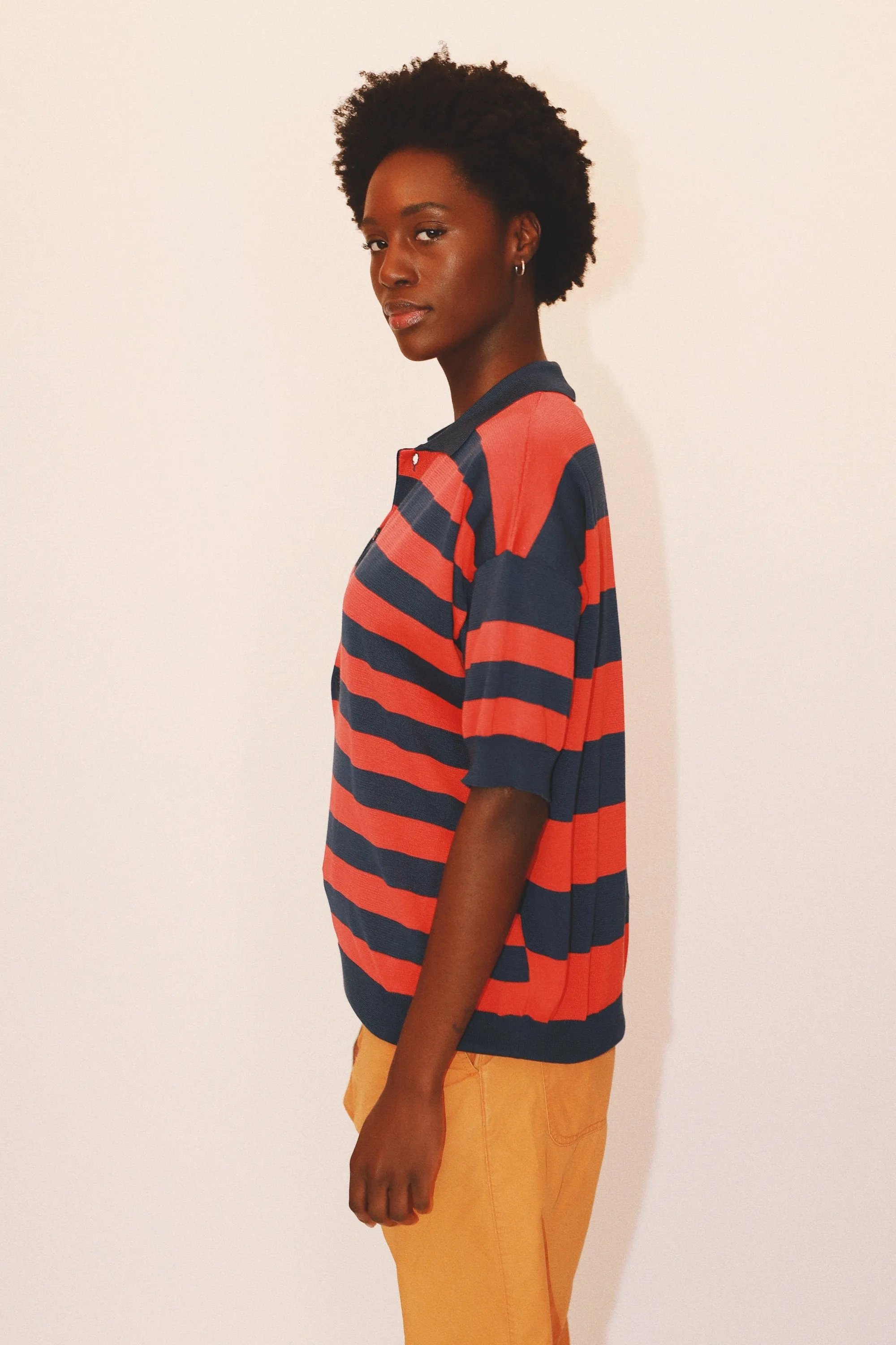 ORLANDO STRIPED POLO - DARK BLUE
