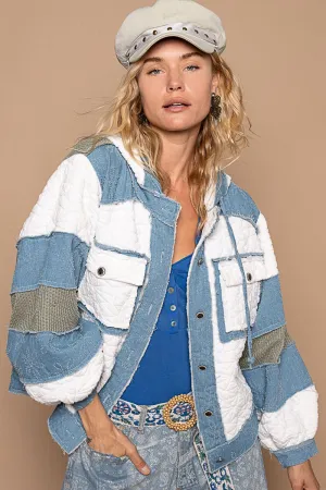 Oversize Vintage Wash Color Block Jacket