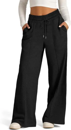 Oversized Wide Leg Sweatpants Women Low Rise Camo Sweatpants Drawstring Flare Sweatpants Baggy Lounge Pants w/Pockets