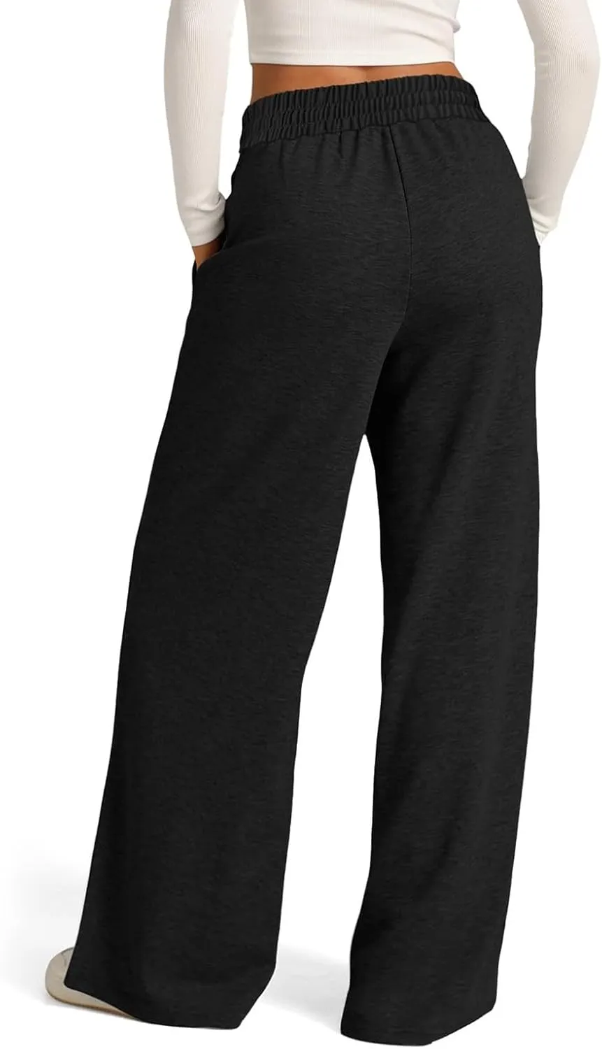 Oversized Wide Leg Sweatpants Women Low Rise Camo Sweatpants Drawstring Flare Sweatpants Baggy Lounge Pants w/Pockets