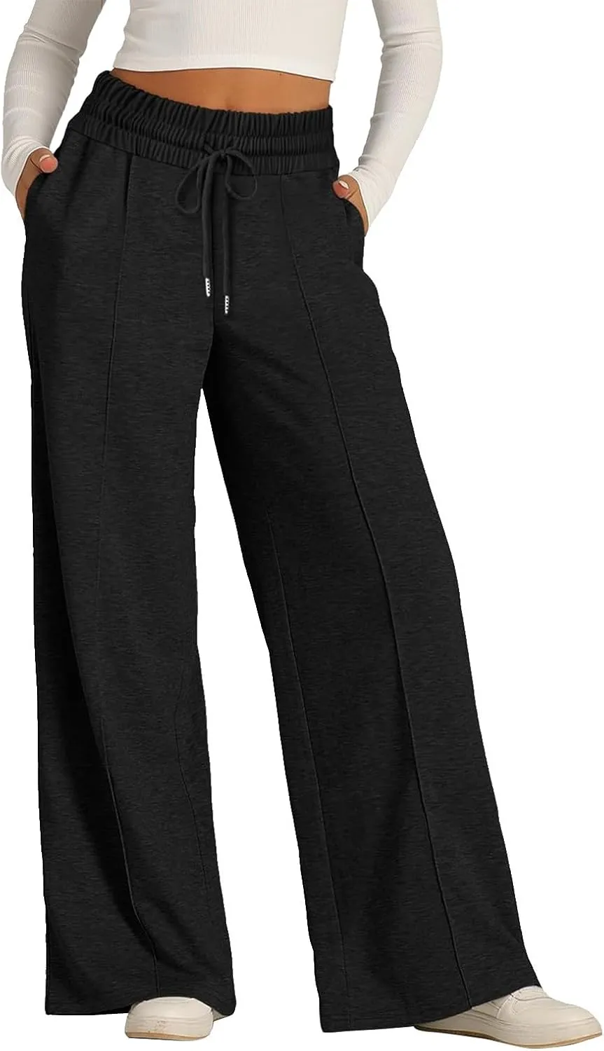 Oversized Wide Leg Sweatpants Women Low Rise Camo Sweatpants Drawstring Flare Sweatpants Baggy Lounge Pants w/Pockets