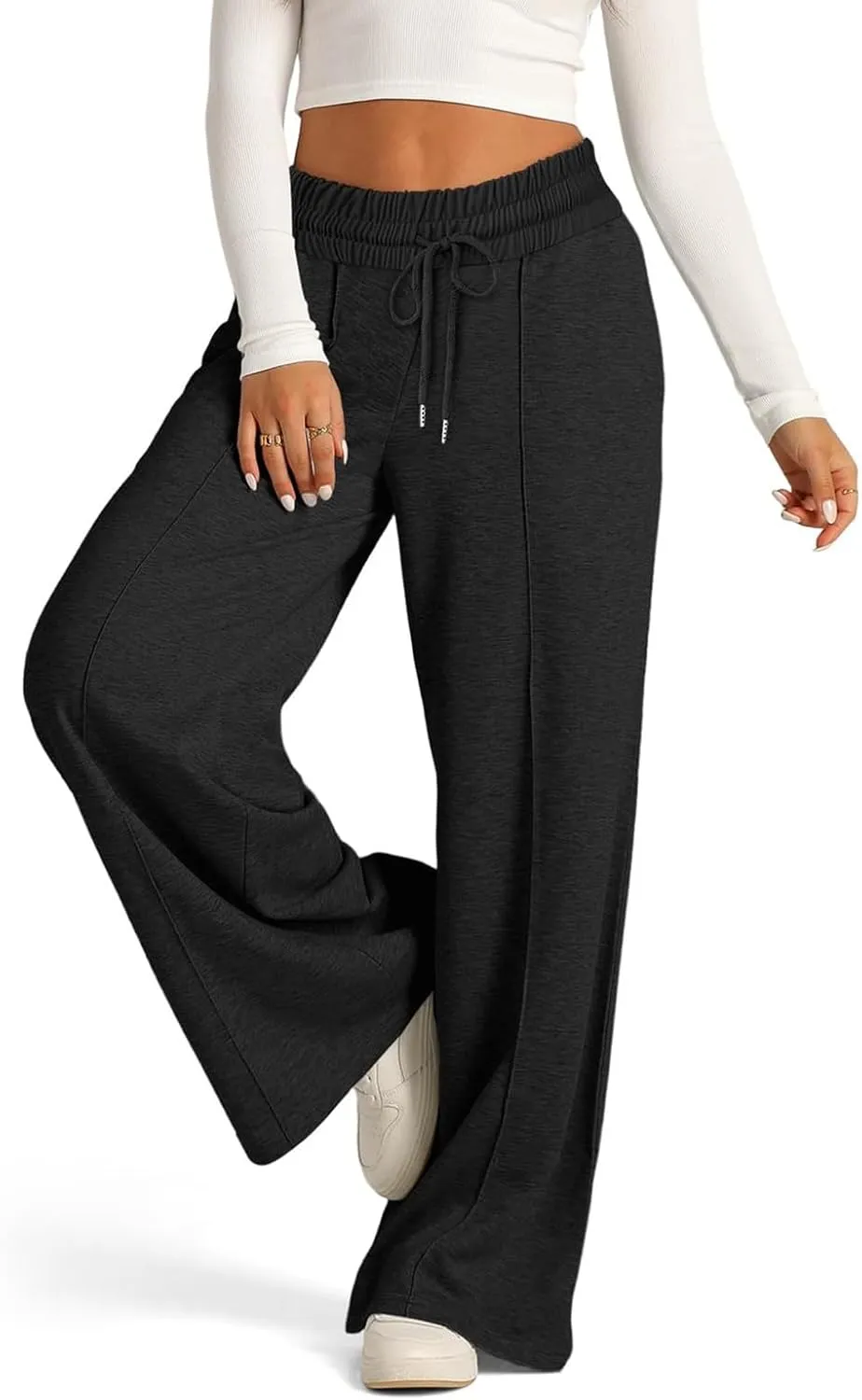 Oversized Wide Leg Sweatpants Women Low Rise Camo Sweatpants Drawstring Flare Sweatpants Baggy Lounge Pants w/Pockets