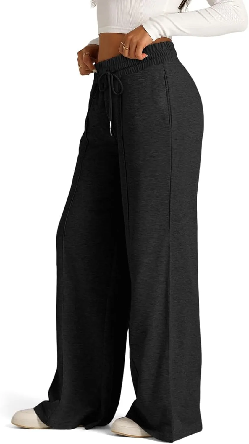 Oversized Wide Leg Sweatpants Women Low Rise Camo Sweatpants Drawstring Flare Sweatpants Baggy Lounge Pants w/Pockets