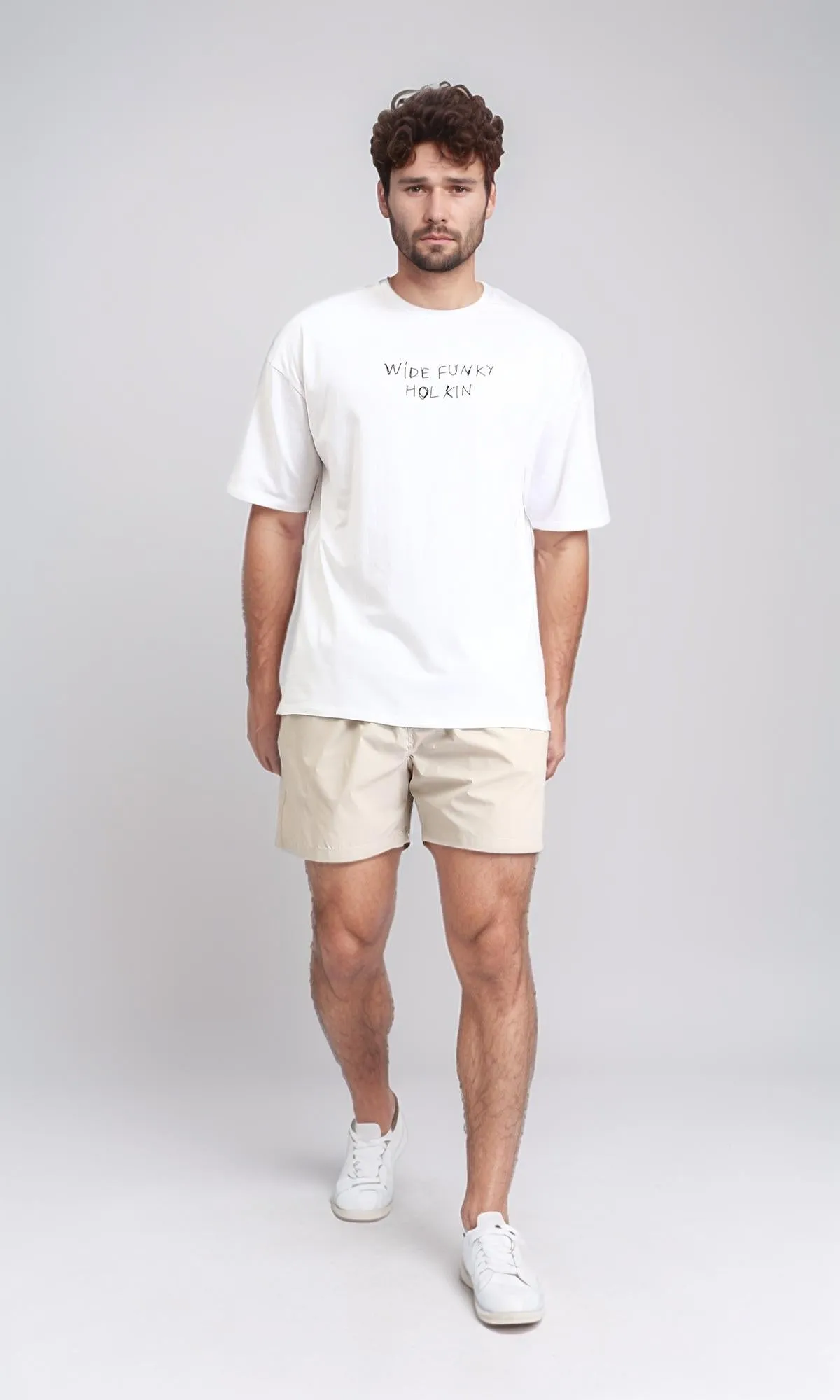 R208469 - Slip On Solid Swim Shorts - Beige
