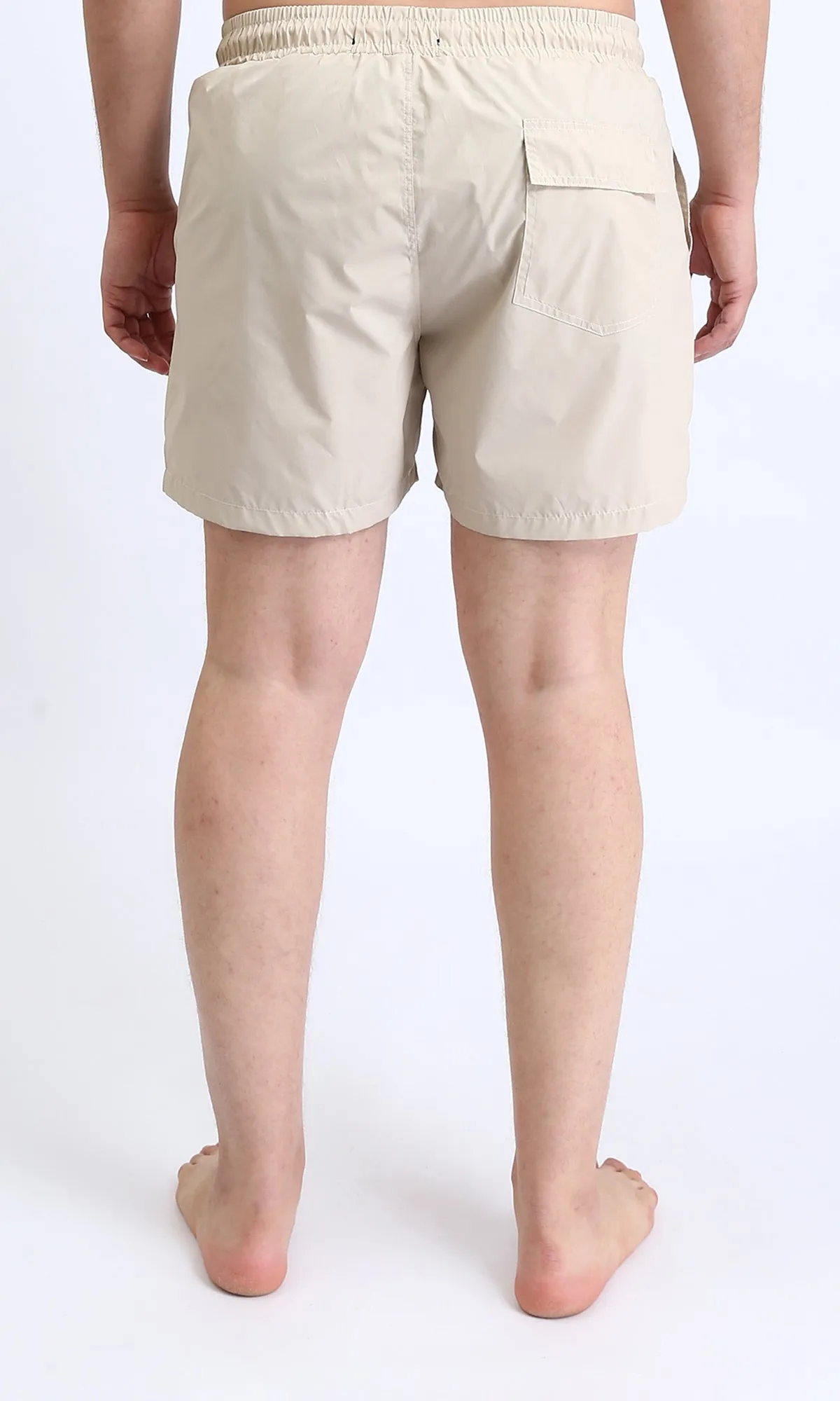 R208469 - Slip On Solid Swim Shorts - Beige