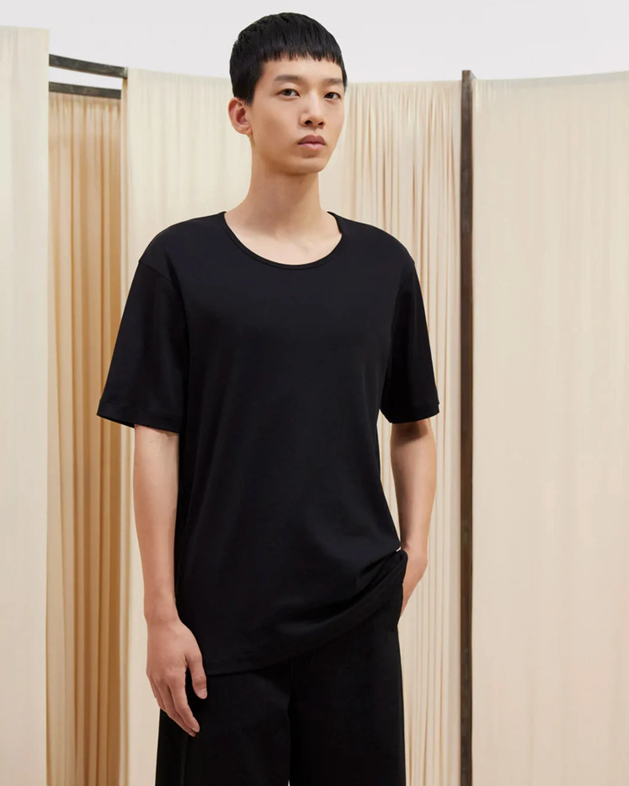 Rib U Neck T-Shirt