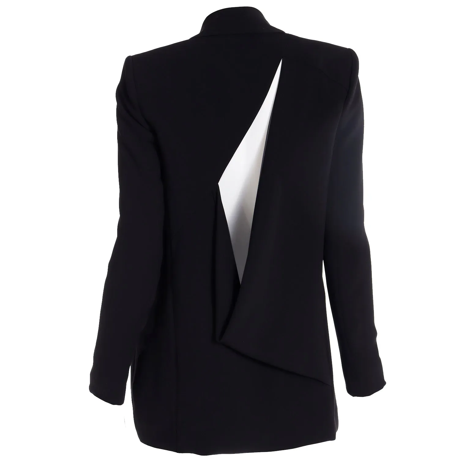 S/S 2013 Deadstock Versace Black Open Blazer Jacket w Open Slash Draped Back