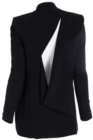 S/S 2013 Deadstock Versace Black Open Blazer Jacket w Open Slash Draped Back