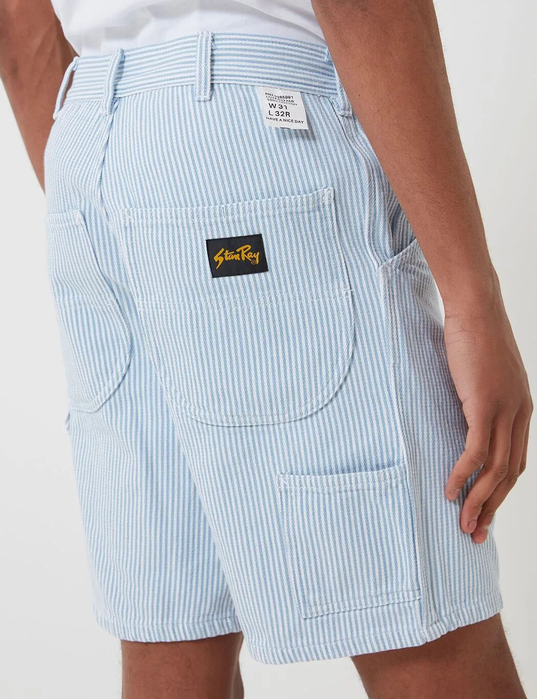 Stan Ray Painter Shorts (Stripe) - Bleached Hickory