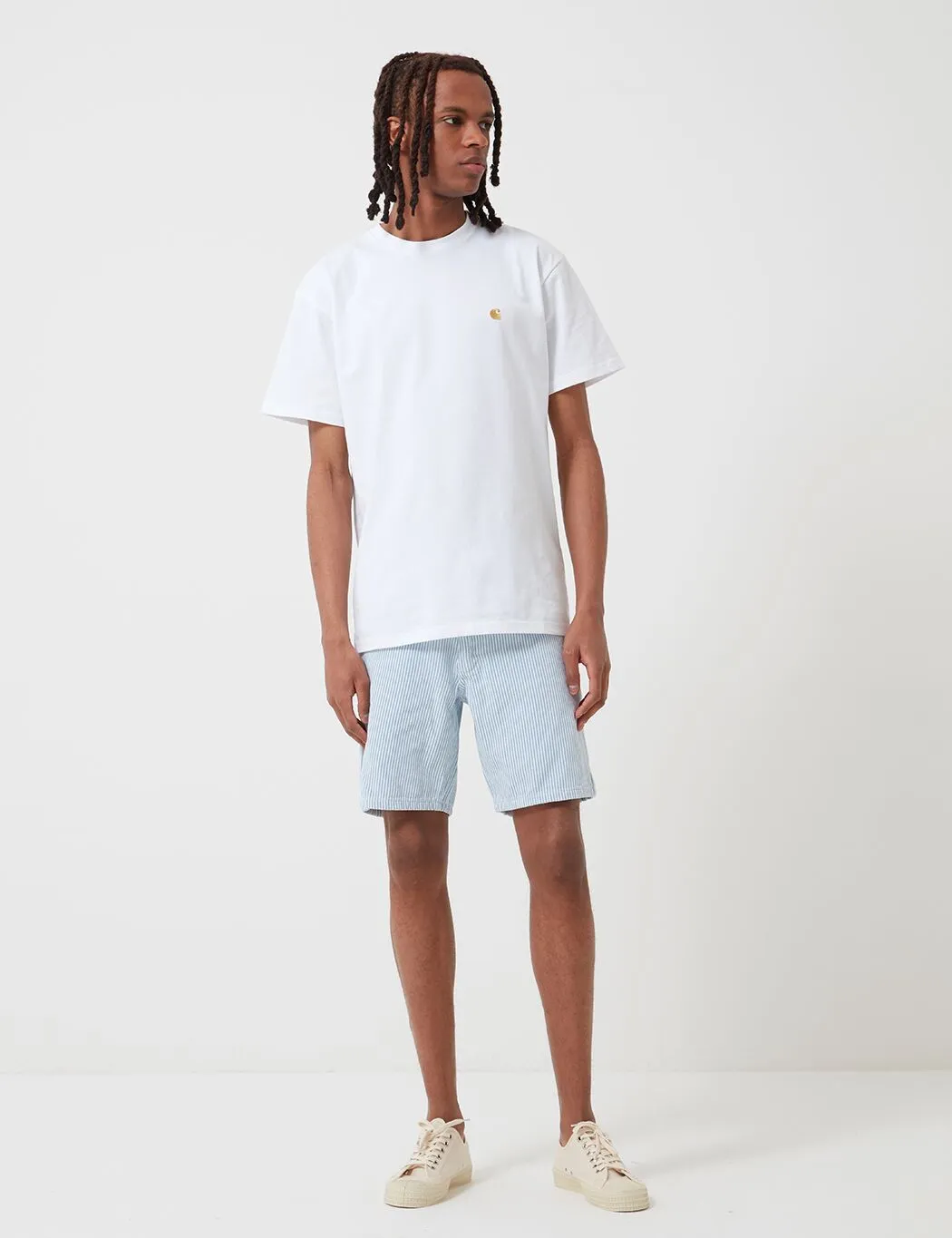 Stan Ray Painter Shorts (Stripe) - Bleached Hickory