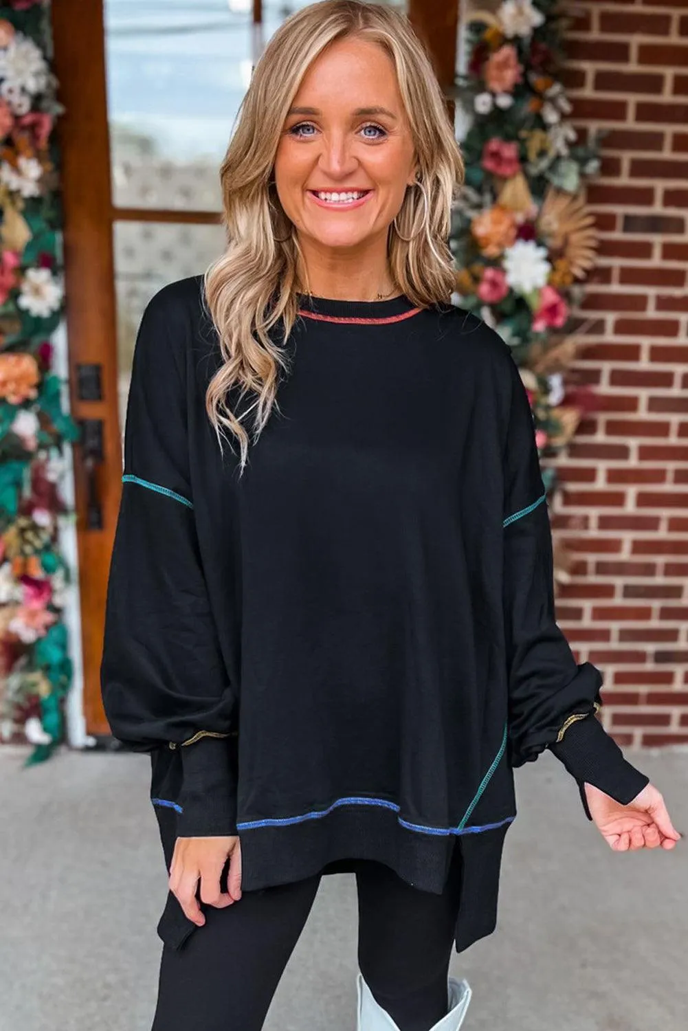 Stitching Split Baggy Sweatshirt