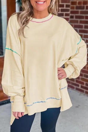 Stitching Split Baggy Sweatshirt