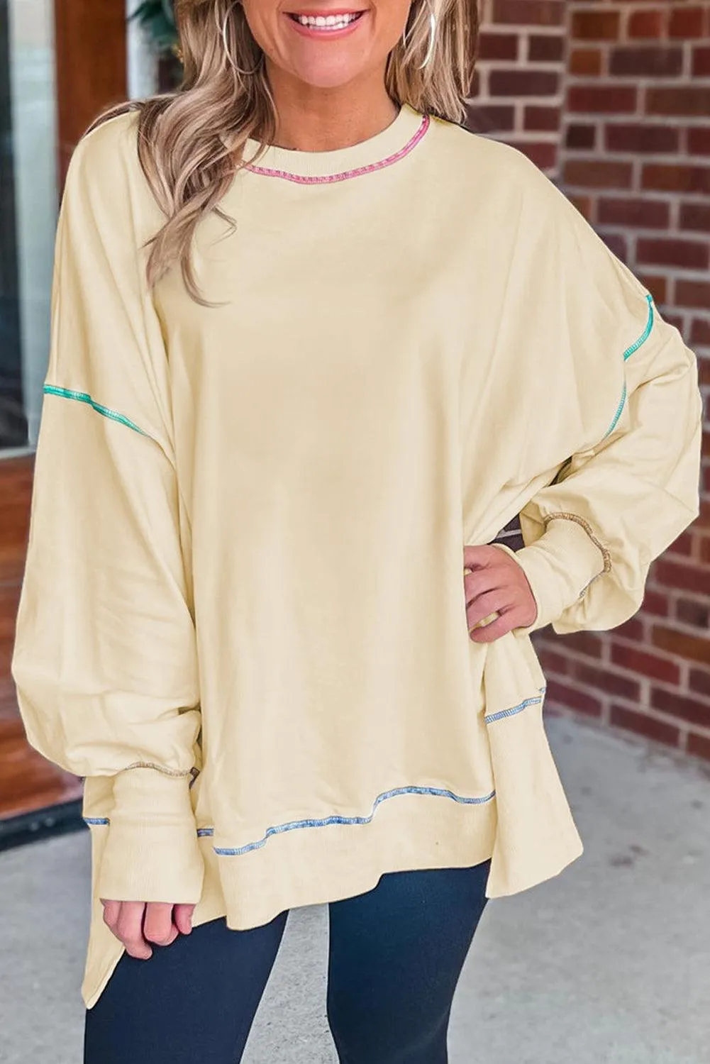 Stitching Split Baggy Sweatshirt