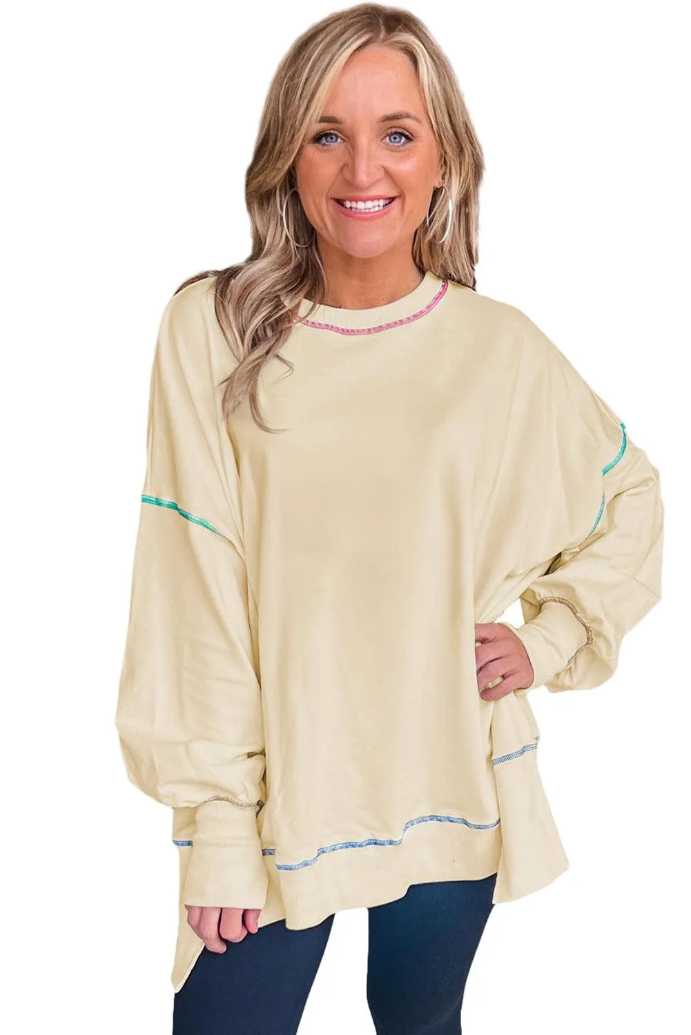 Stitching Split Baggy Sweatshirt