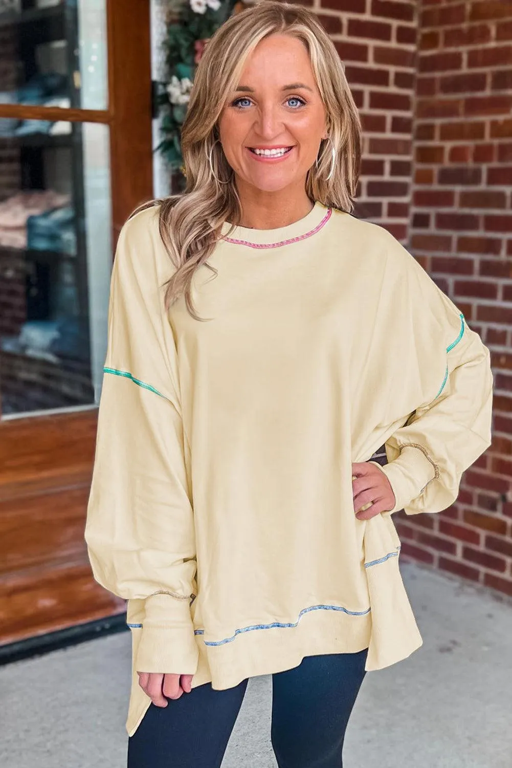 Stitching Split Baggy Sweatshirt