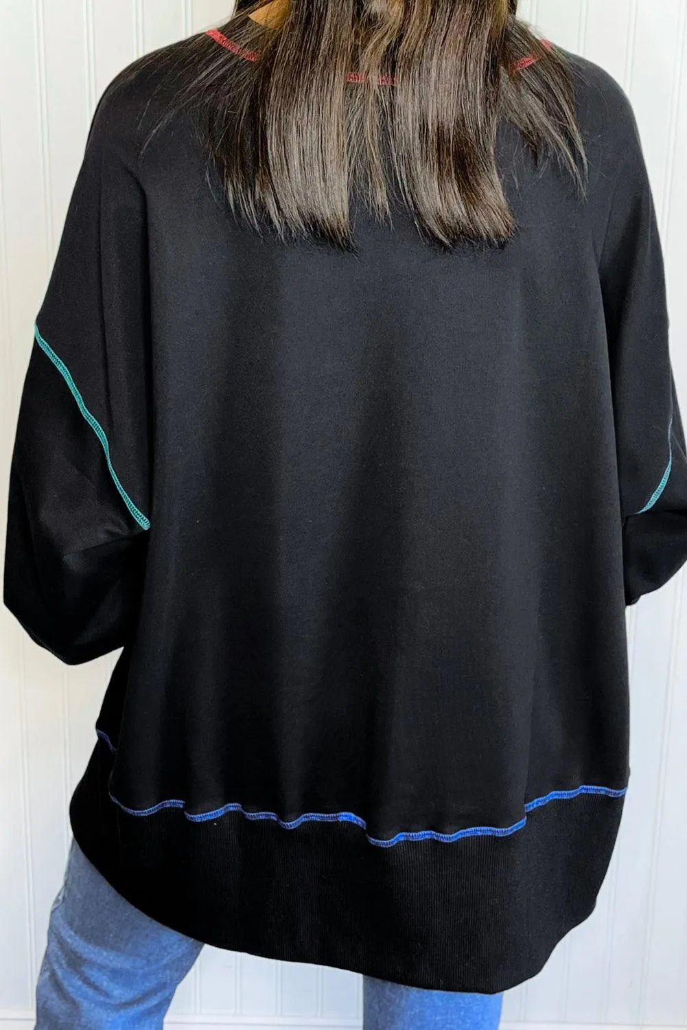 Stitching Split Baggy Sweatshirt