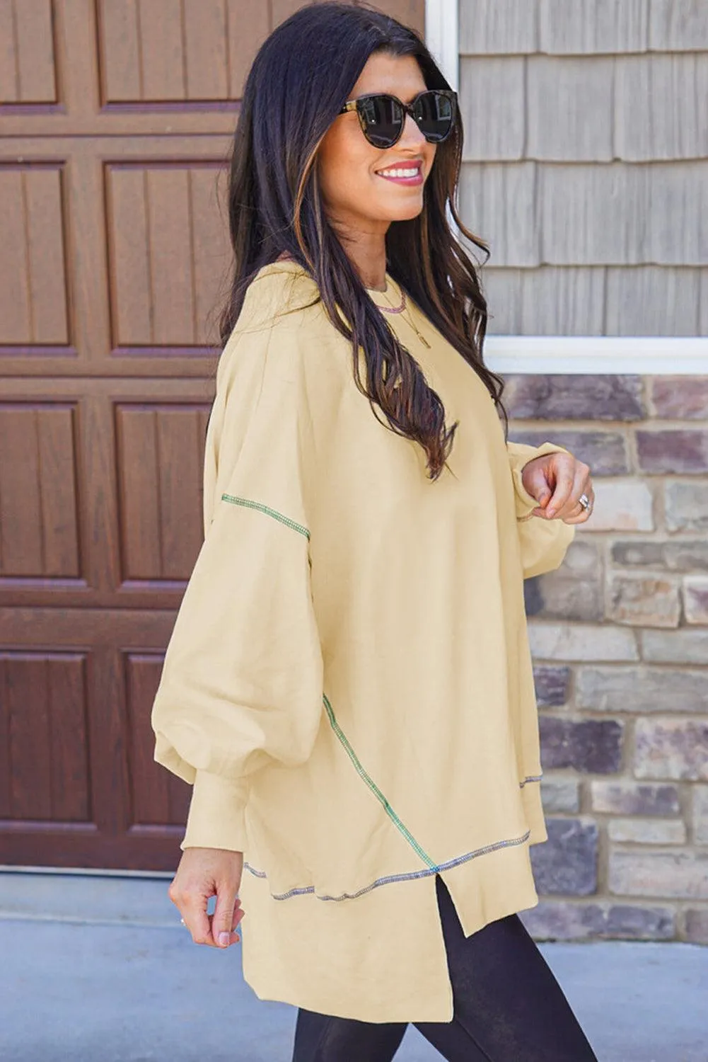 Stitching Split Baggy Sweatshirt