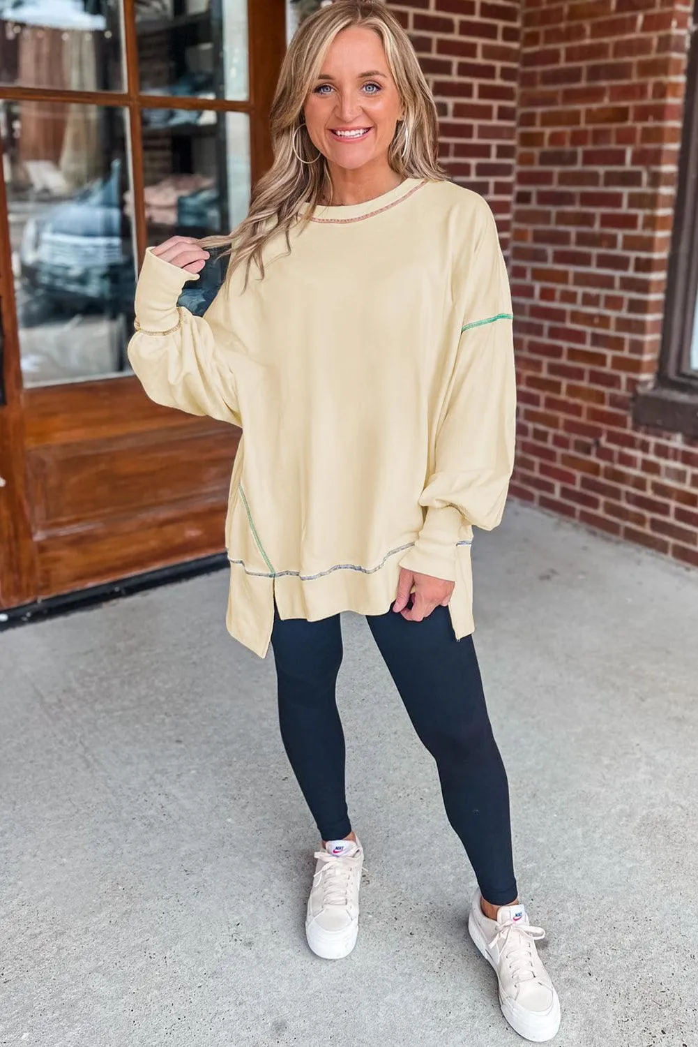 Stitching Split Baggy Sweatshirt